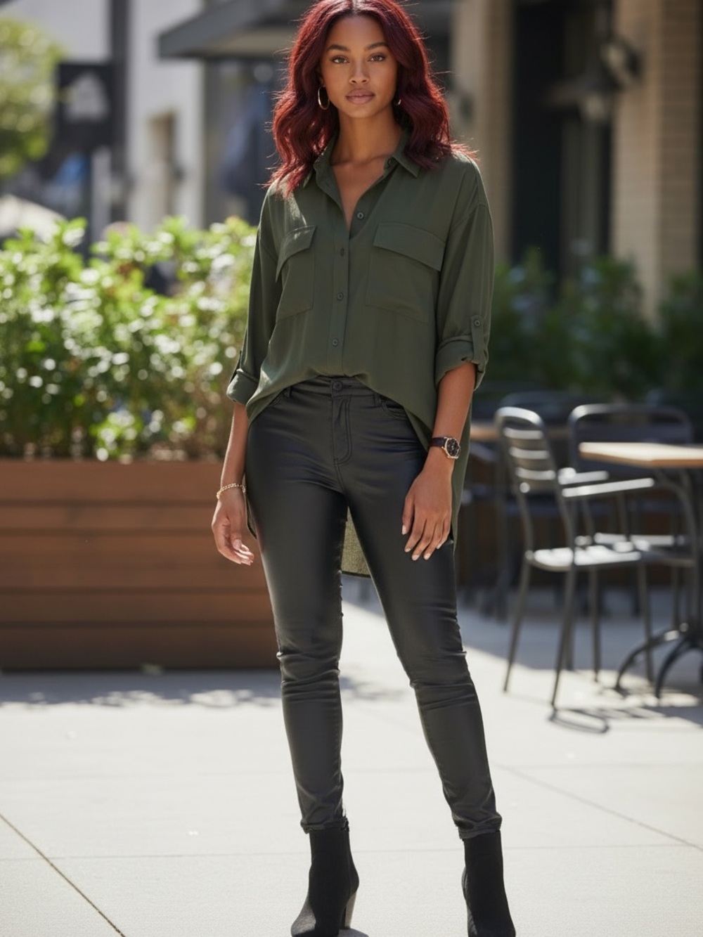 Banana Republic Olive Green Button-Down Shirt